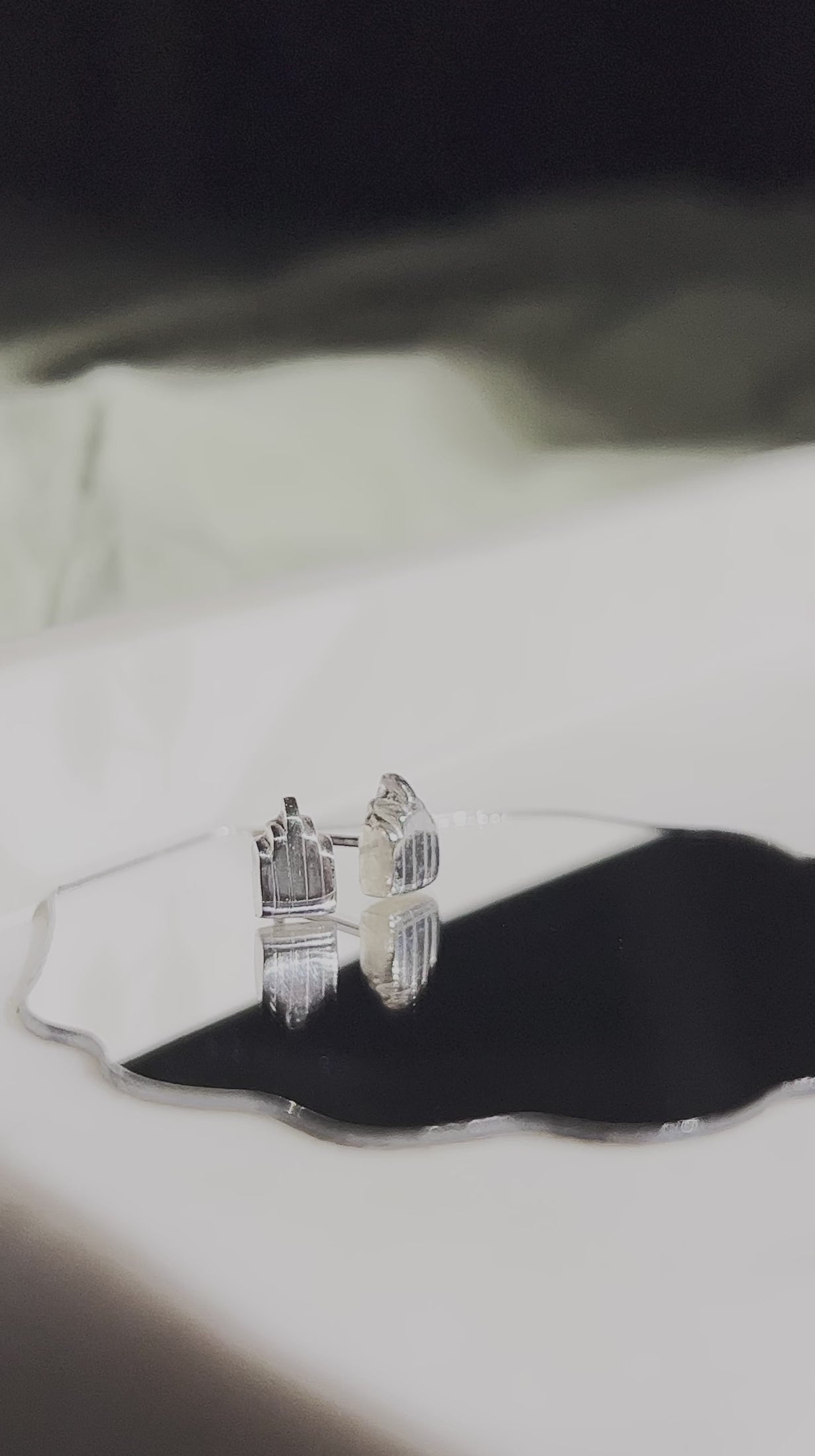 Fine Silver Sculpted Art Deco Architecture Studs *Preorder*