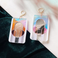 Modern Deco Iridescent Arch Earrings
